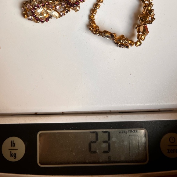 Vintage Purple Rhinestone Statement Necklace Mid-Century Glam Choker / Collar - Picture 2 of 4